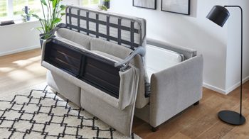 Schlafsofa Bali aus Stoff in Beige Schlafsofa Florenz beiger Bezug 2504 & Holzfüße 673 - Breite ca. 188 cm