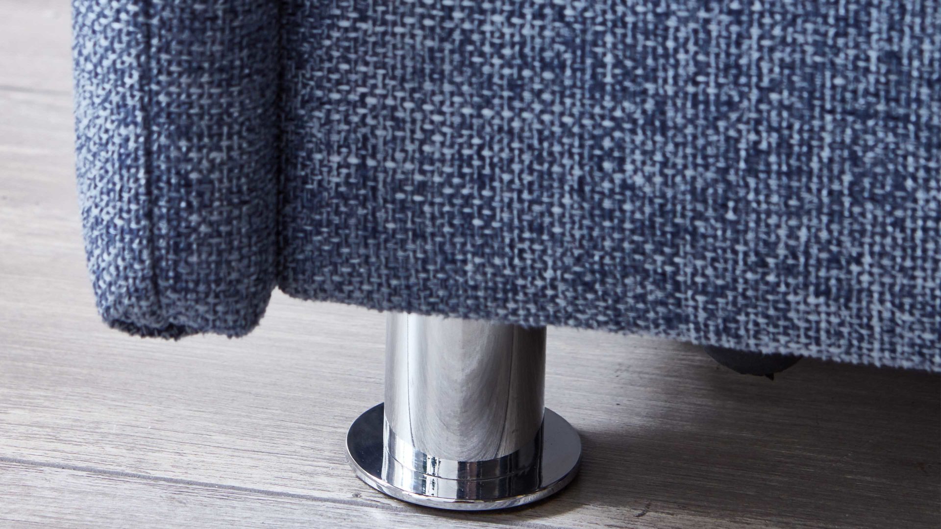 Schlafsofa Bali aus Stoff in Blau Schlafsofa Grande graublauer Bezug 3013 & chromfarbene Füße - Breite ca. 175 cm