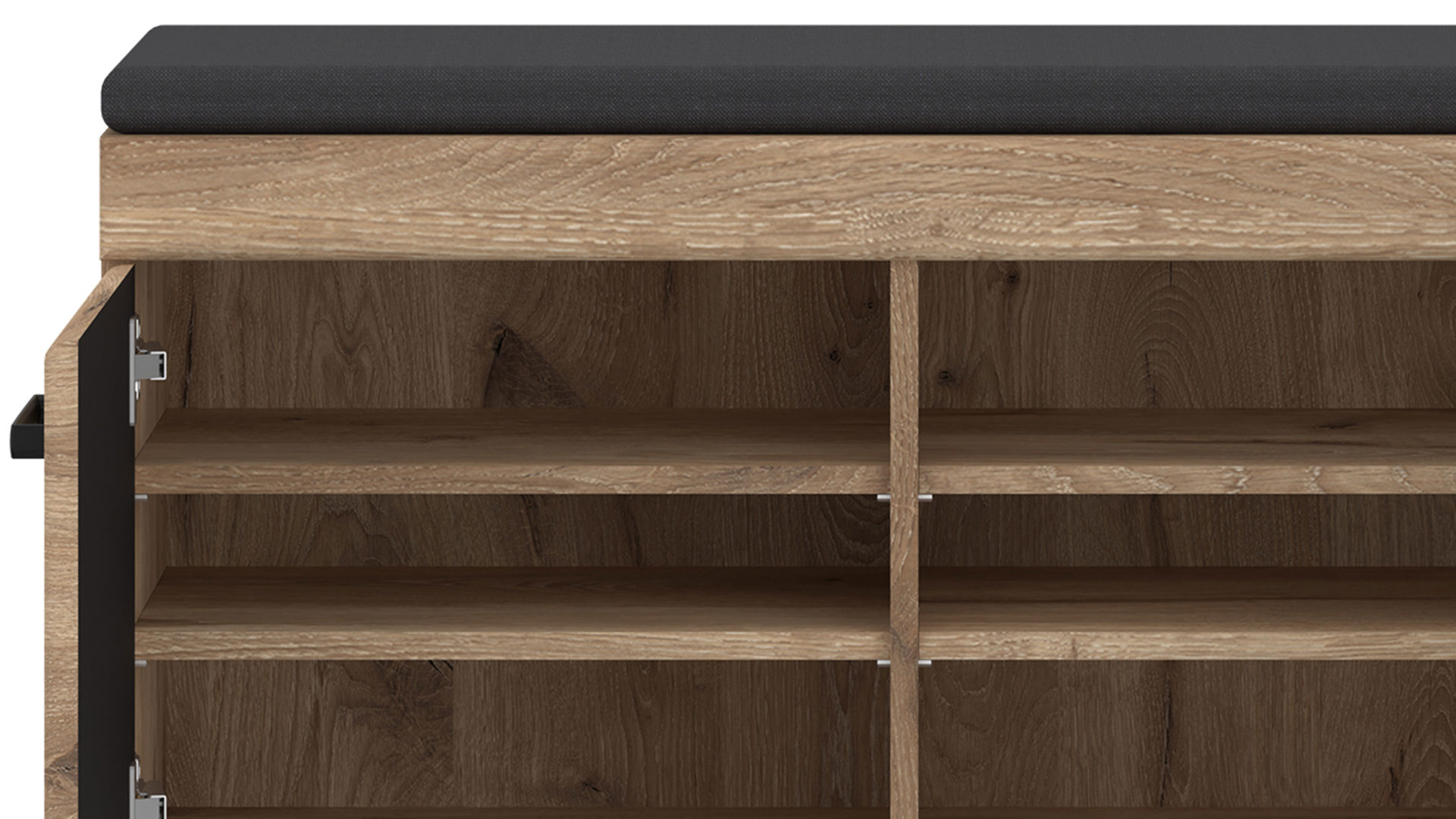 Garderobenbank Wojcik aus Holz in Eiche Hell Garderobenprogramm Grano - Garderobenbank Viking Eiche & Schwarz - ca. 93 x 47 cm