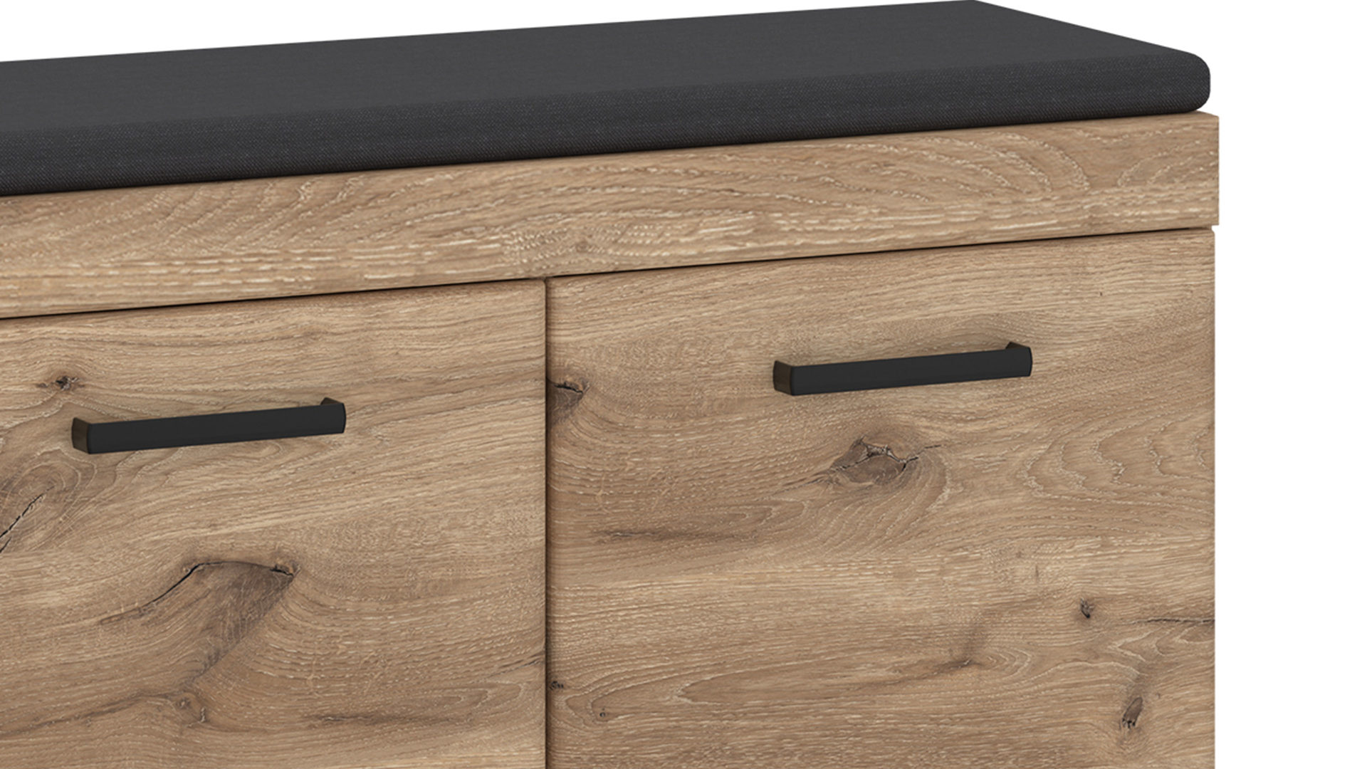 Garderobenbank Wojcik aus Holz in Eiche Hell Garderobenprogramm Grano - Garderobenbank Viking Eiche & Schwarz - ca. 93 x 47 cm