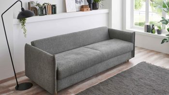 Schlafsofa Bali aus Stoff in Grün Schlafsofa Grande grüner Bezug 2505 & Holzfüße - Breite ca. 229 cm