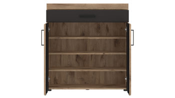 Kommode Wojcik aus Holz in Eiche Hell Garderobenprogramm Grano - Kommode Viking Eiche & Schwarz - ca. 93 x 100 cm