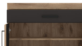 Kommode Wojcik aus Holz in Eiche Hell Garderobenprogramm Grano - Kommode Viking Eiche & Schwarz - ca. 93 x 100 cm