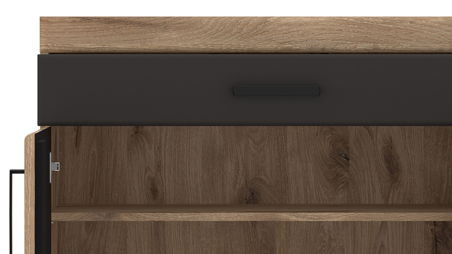Kommode Wojcik aus Holz in Eiche Hell Garderobenprogramm Grano - Kommode Viking Eiche & Schwarz - ca. 93 x 100 cm