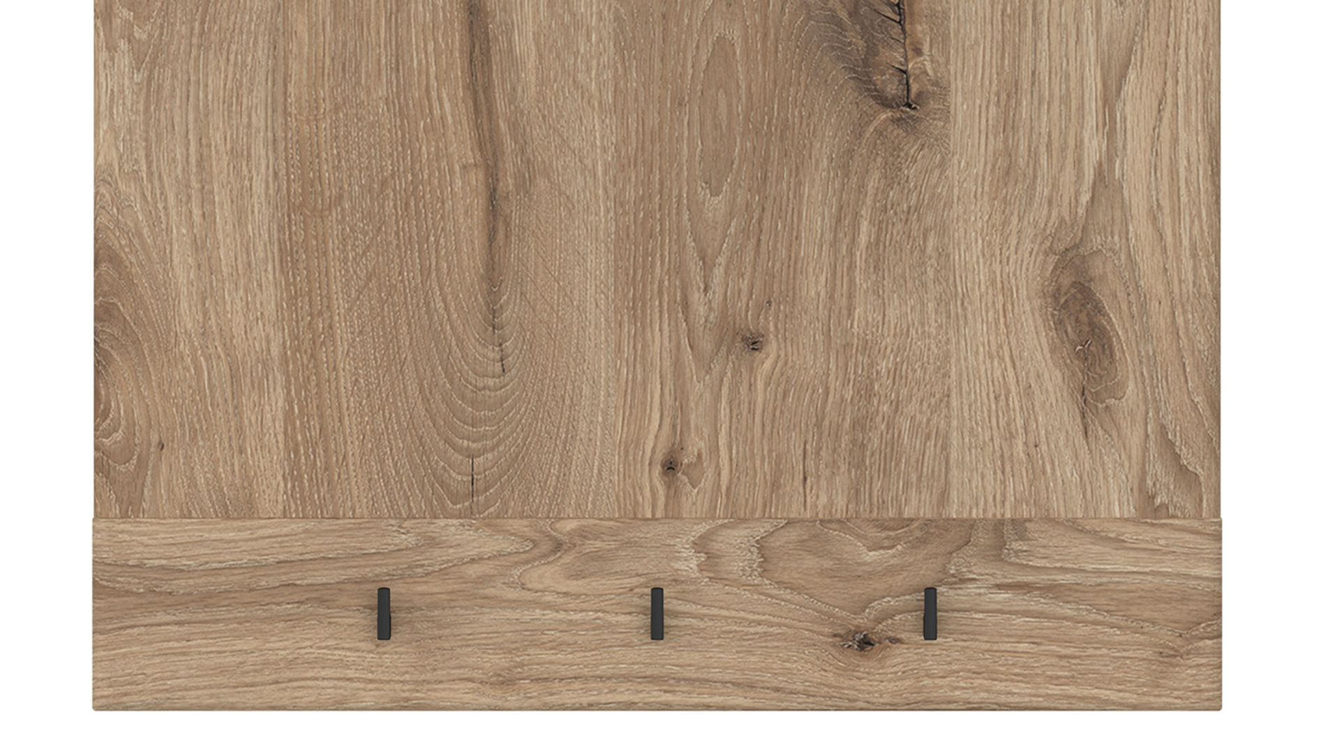 Wandgarderobe Wojcik aus Holz in Eiche Hell Garderobenprogramm Grano - Garderobenpaneel Viking Eiche & Schwarz - ca. 93 x 101 cm