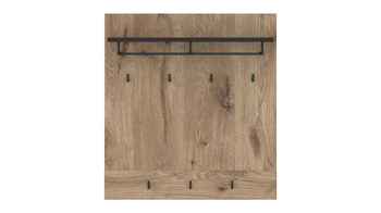 Wandgarderobe Wojcik aus Holz in Eiche Hell Garderobenprogramm Grano - Garderobenpaneel Viking Eiche & Schwarz - ca. 93 x 101 cm