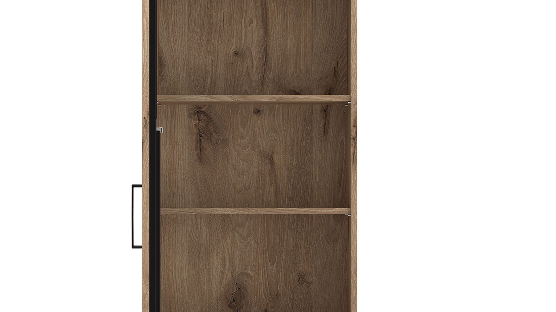 Garderobenschrank Wojcik aus Holz in Eiche Hell Garderobenprogramm Grano - Garderobenschrank Viking Eiche & Schwarz - Linksanschlag, ca. 58 x 195 cm