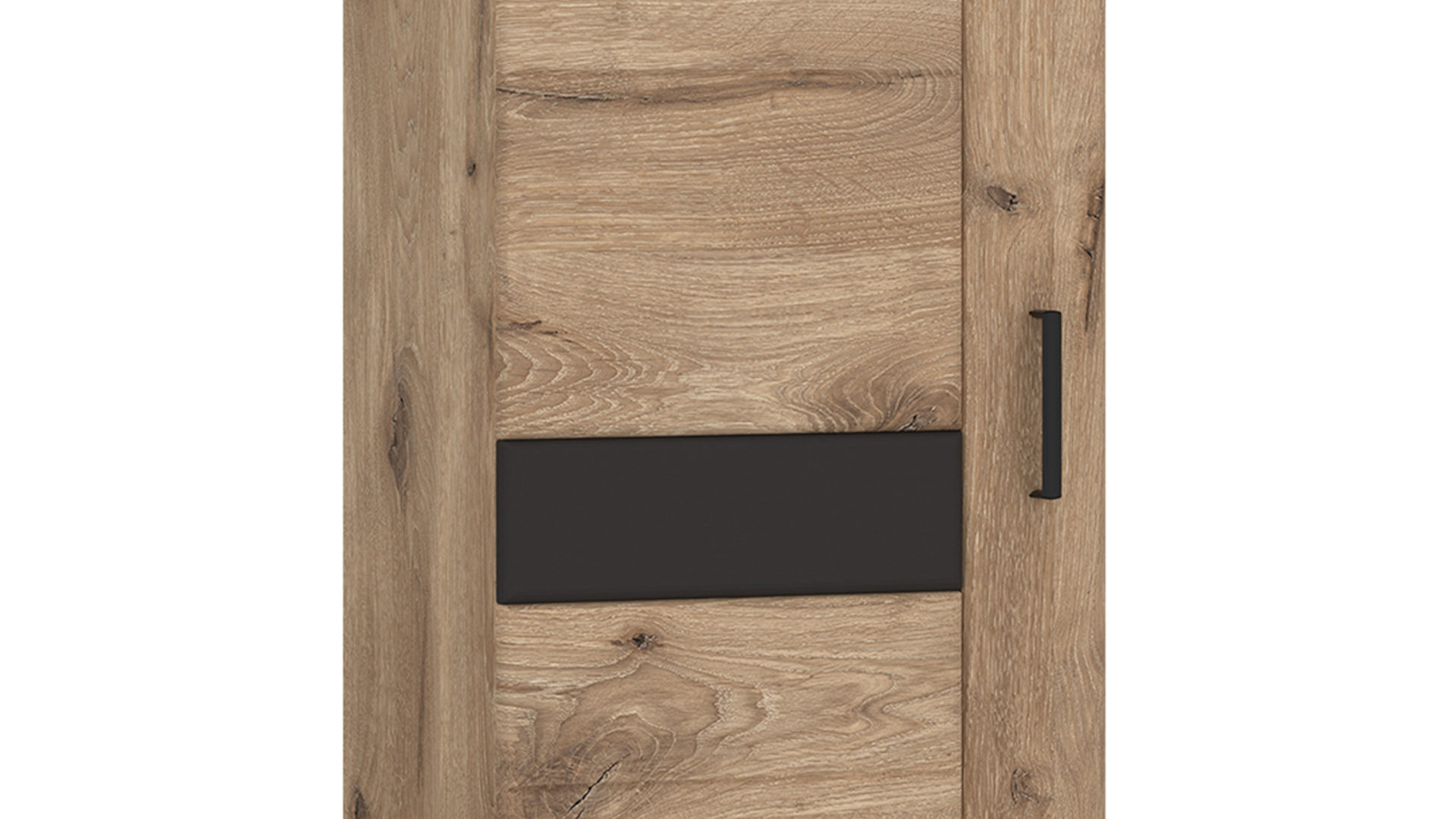 Garderobenschrank Wojcik aus Holz in Eiche Hell Garderobenprogramm Grano - Garderobenschrank Viking Eiche & Schwarz - Linksanschlag, ca. 58 x 195 cm