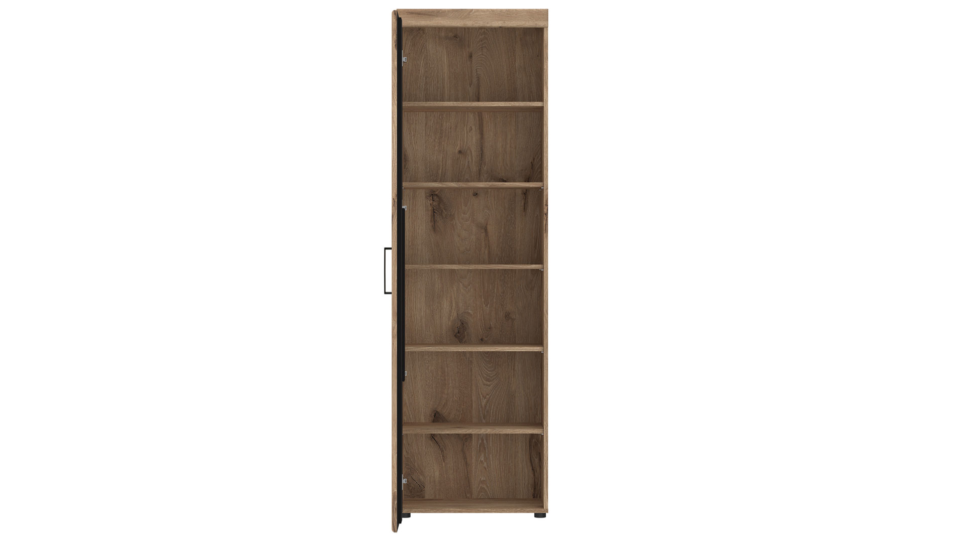 Garderobenschrank Wojcik aus Holz in Eiche Hell Garderobenprogramm Grano - Garderobenschrank Viking Eiche & Schwarz - Linksanschlag, ca. 58 x 195 cm