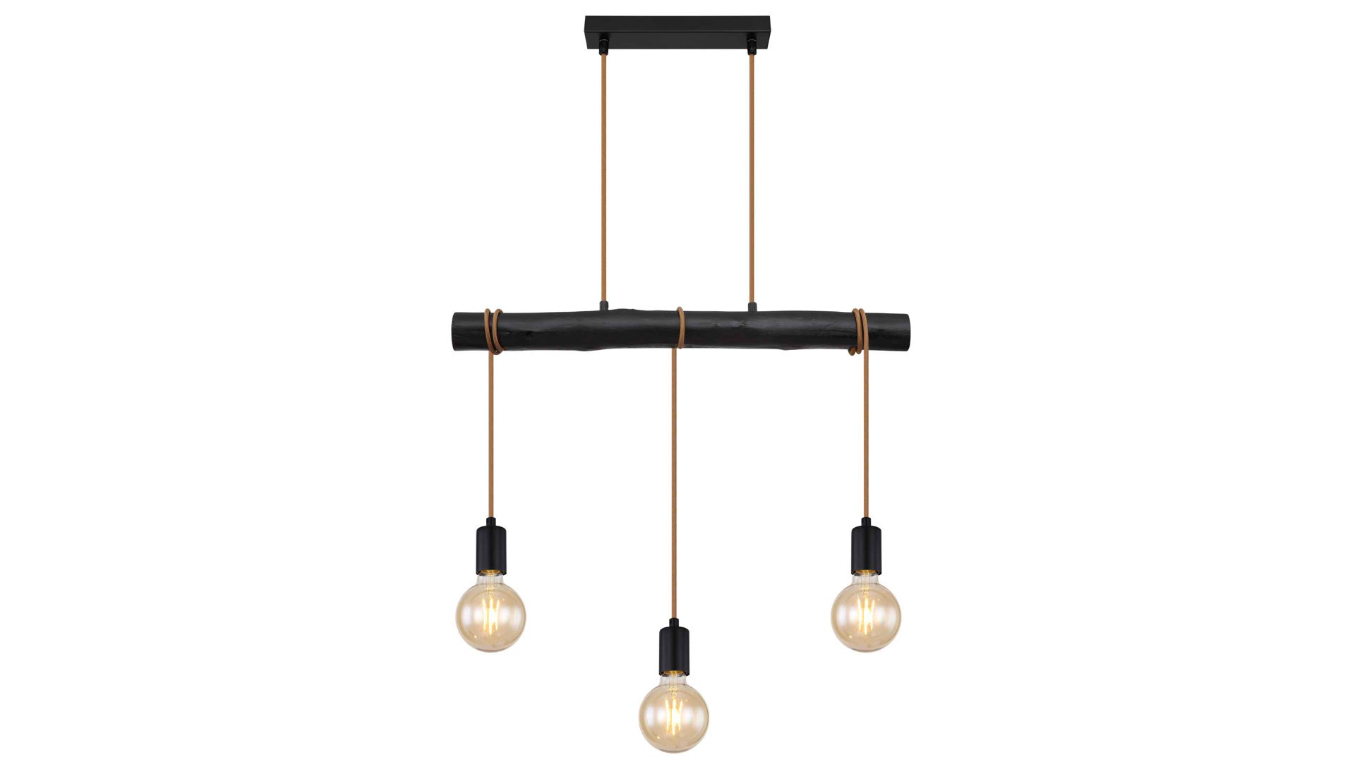 Pendelleuchte Globo lighting aus Holz in Schwarz GLOBO Hängelampe Gregor schwarzes Holz & Metall – Länge ca. 60 cm
