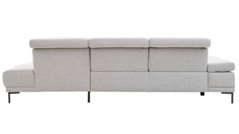 Ecksofa Interliving aus Stoff in Hellgrau Interliving Sofa Serie 4251 – Ecksofa mit Funktionen platinfarbener Bezug Vaneo 7 & schwarze Metallfüße 4.26 – Stellfläche ca. 300 x 225 cm