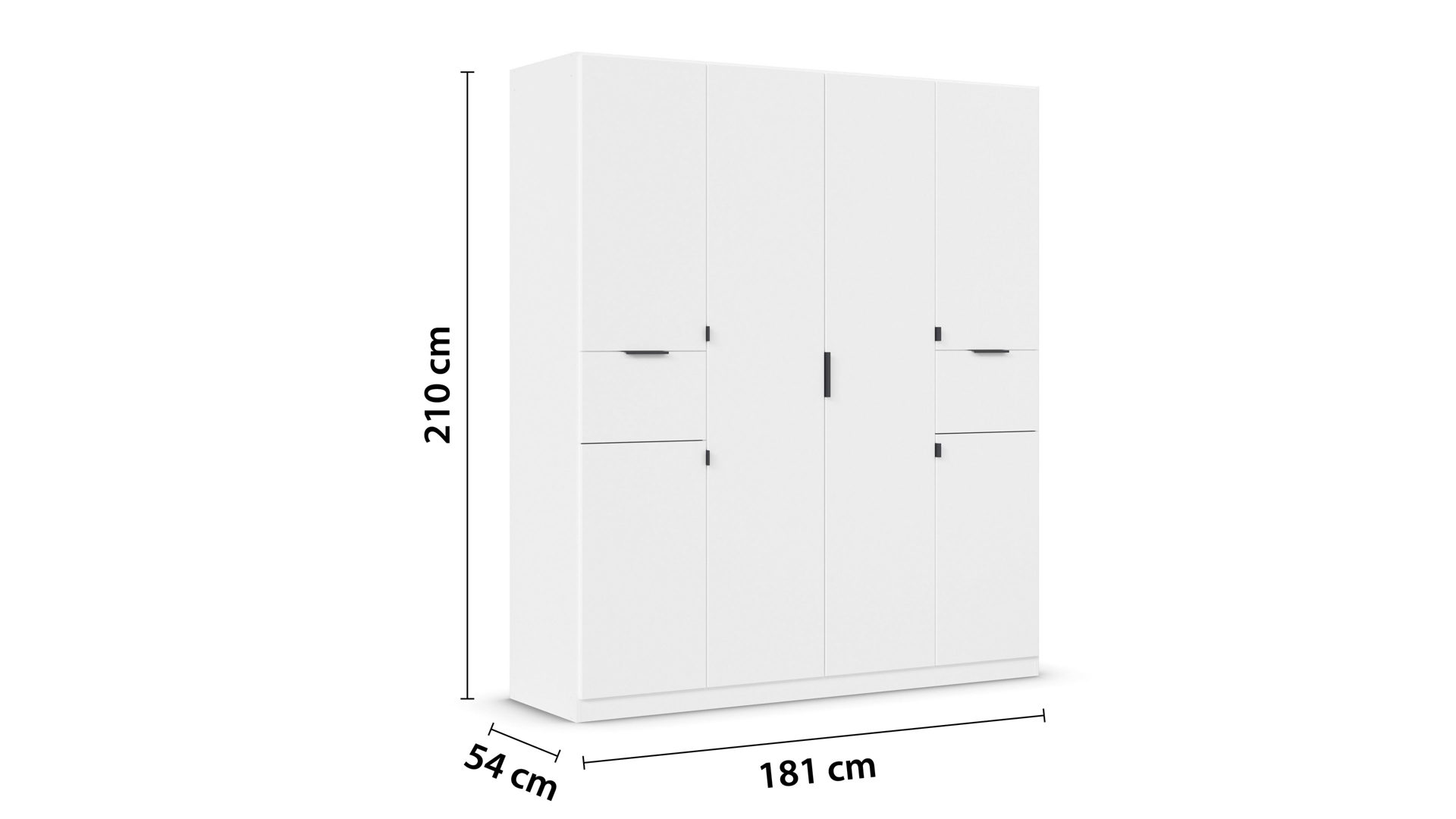 Kleiderschrank Rauch aus Holz in Weiß rauch BLUE Drehtürenschrank Ticao Alpinweiß - Breite ca. 181 cm