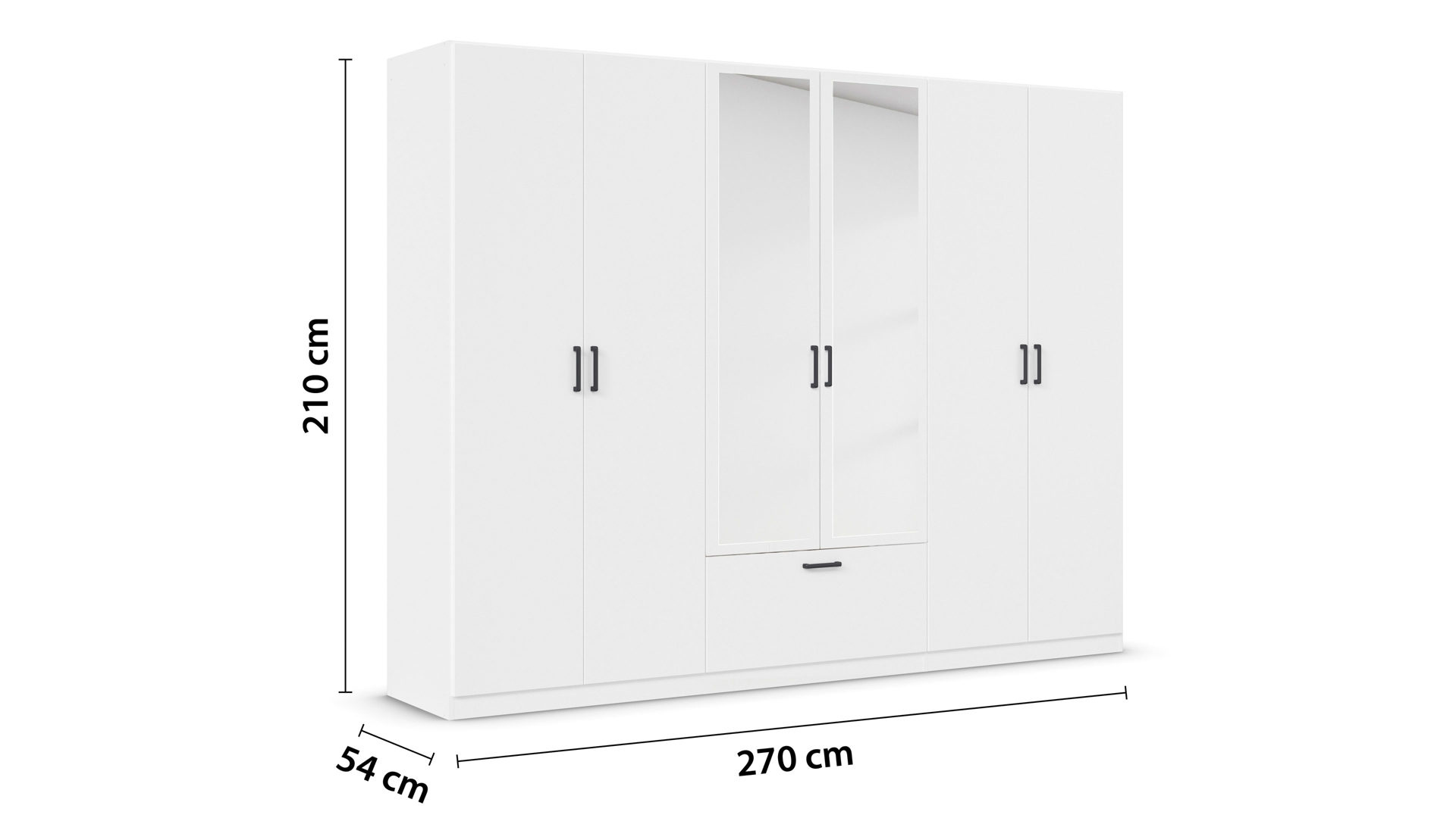 Kleiderschrank Rauch aus Holz in Weiß rauch BLUE Drehtürenschrank Bari Alpinweiß - Breite ca. 271 cm