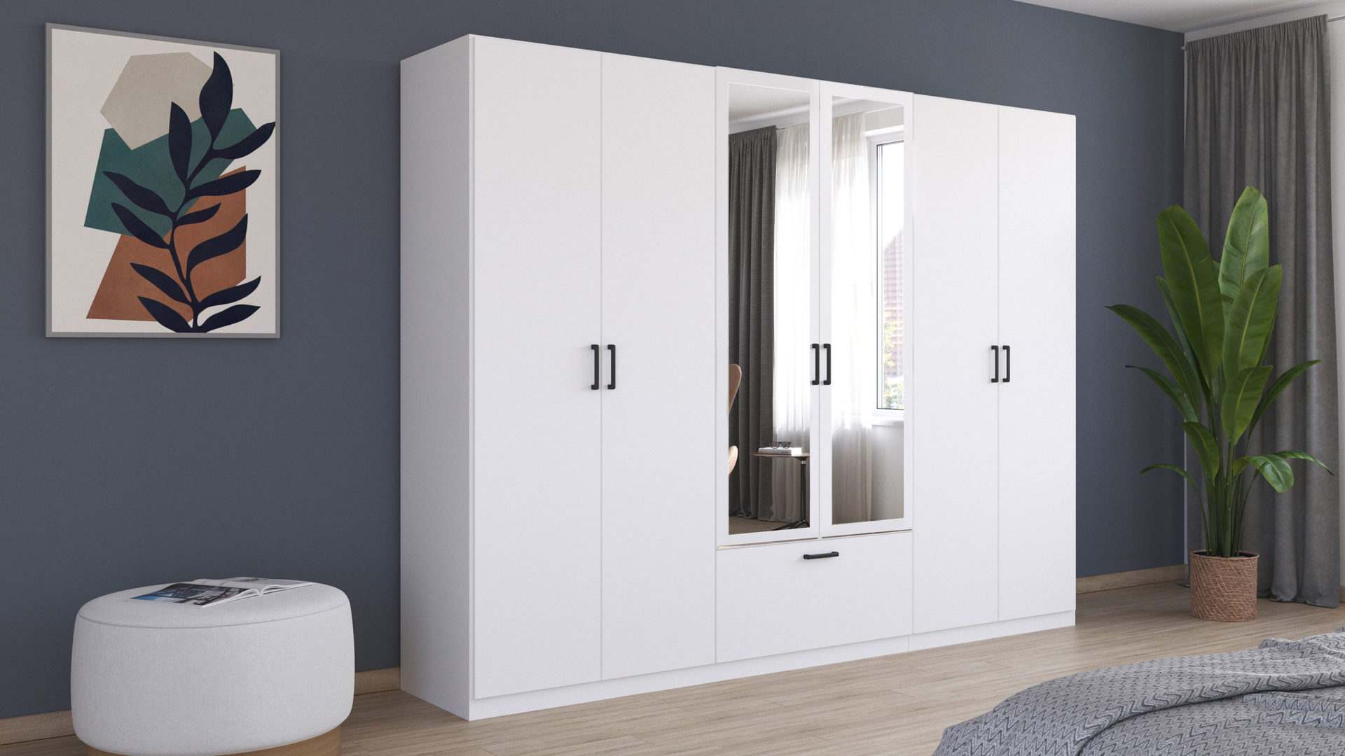 Kleiderschrank Rauch aus Holz in Weiß rauch BLUE Drehtürenschrank Bari Alpinweiß - Breite ca. 271 cm