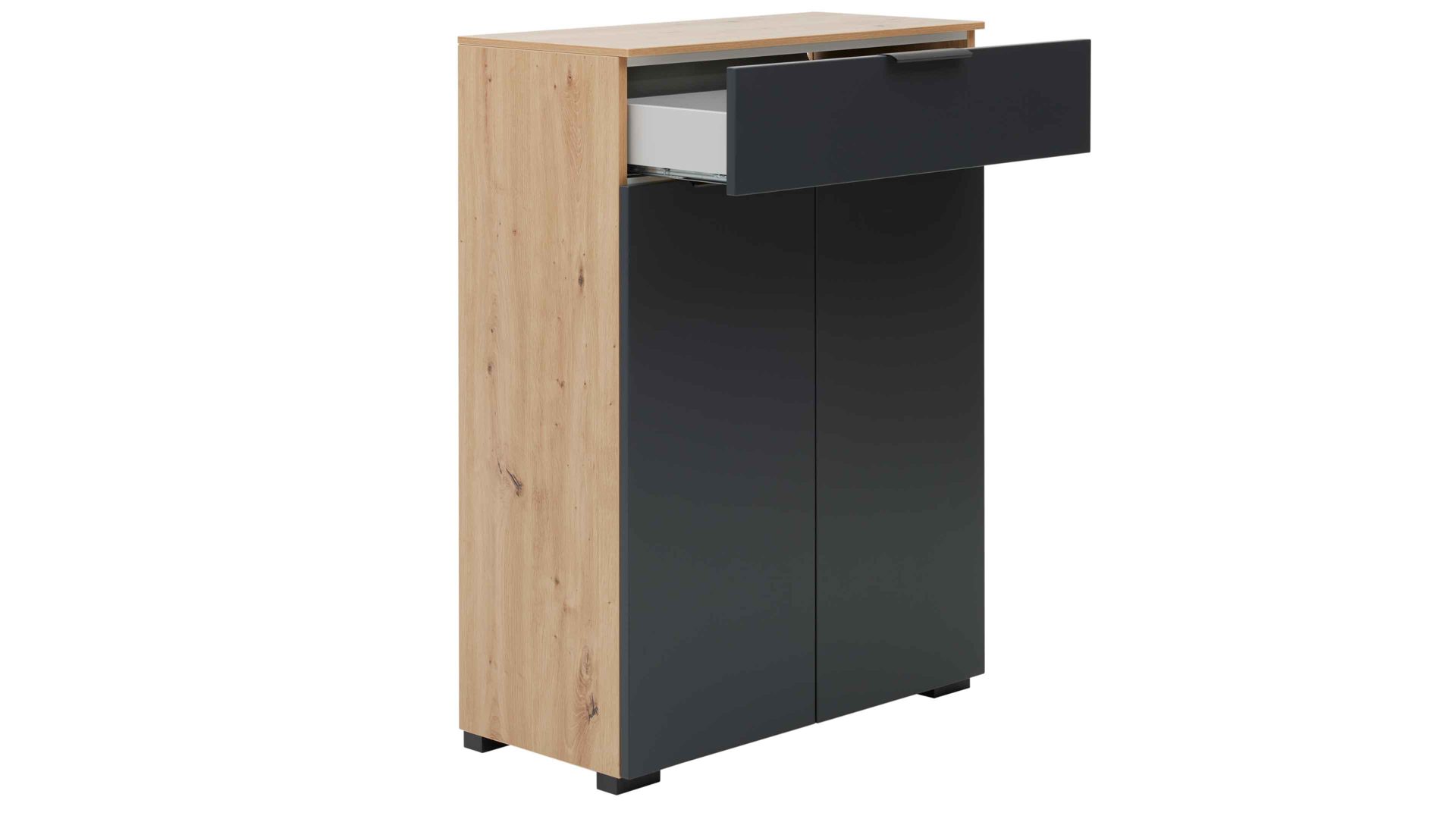 Garderoben-Set Interliving aus Holz in Anthrazit Interliving Garderobe Serie 6012 - Garderobenmöbel-Set anthrazitfarbener Mattlack & Asteiche