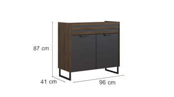 Kommode Rauch aus Holz in Grau rauch ORANGE Kommode Barea Grau-Metallic & Atlantic Oak - ca. 96 x 87 cm