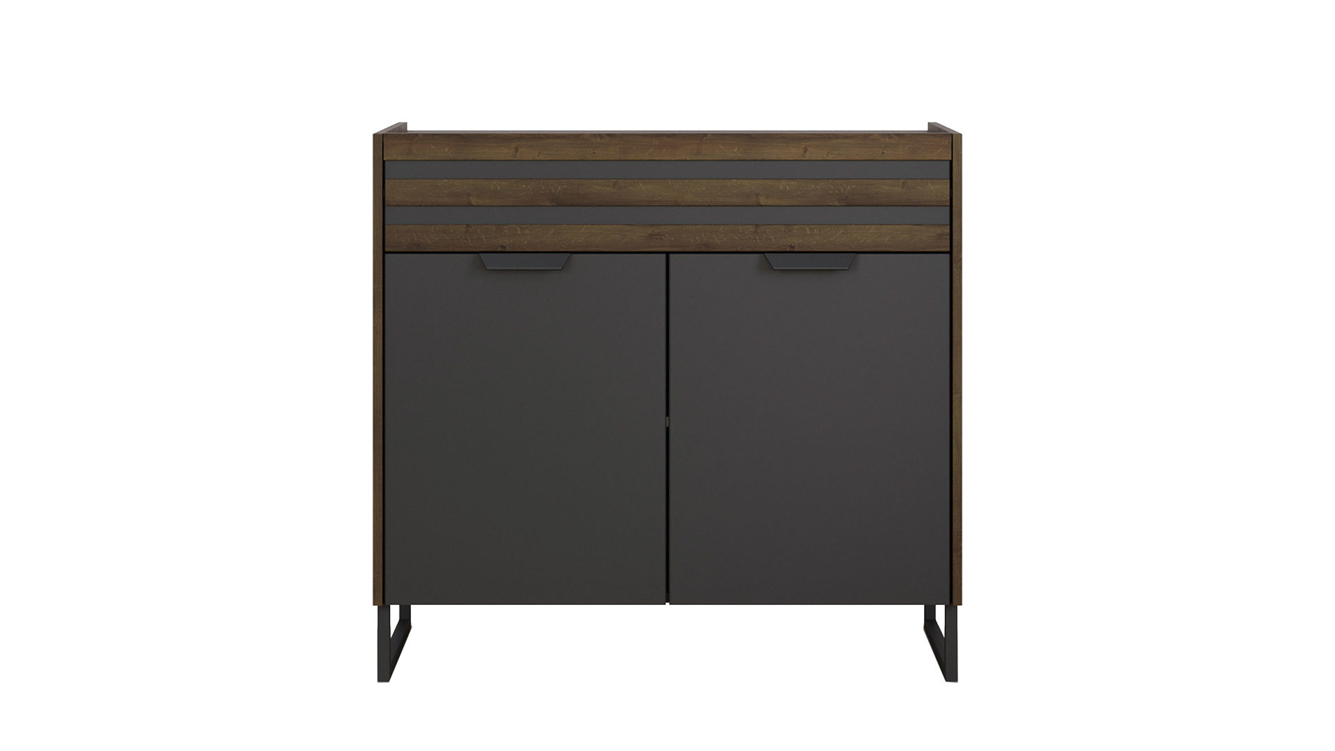 Kommode Rauch aus Holz in Grau rauch ORANGE Kommode Barea Grau-Metallic & Atlantic Oak - ca. 96 x 87 cm