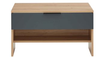 Garderobenbank Interliving aus Holz in Anthrazit Interliving Garderobe Serie 6012 - Garderobenbank anthrazitfarbener Mattlack & Asteiche - eine Schublade, Breite ca. 80 cm
