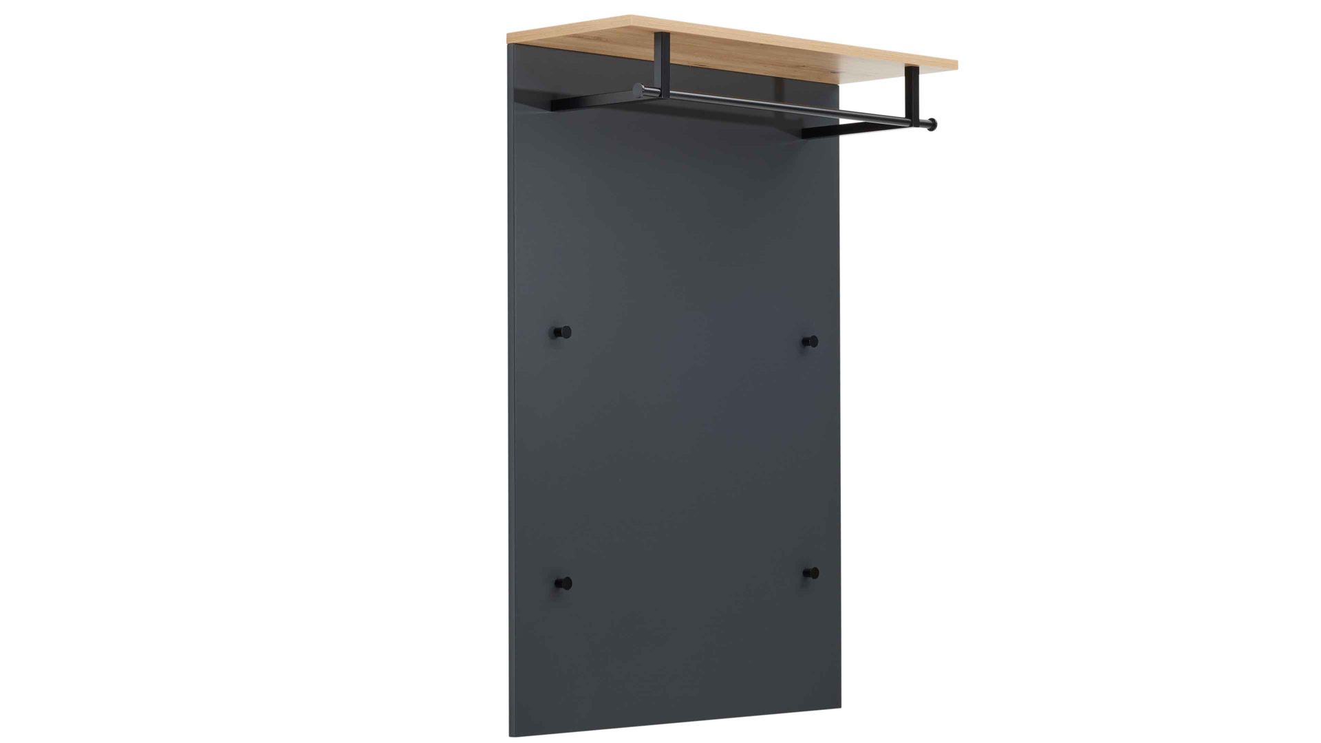 Wandgarderobe Interliving aus Holz in Anthrazit Interliving Garderobe Serie 6012 - Wandgarderobe anthrazitfarbener Mattlack & Asteiche - ca. 80 x 120 cm