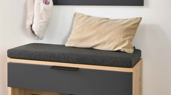 Sitzkissen Interliving aus Stoff in Anthrazit Interliving Garderobe Serie 6012 - Sitzkissen silber-anthrazitfarbener Bezug - Länge ca. 80 cm