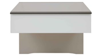 Nachtkommode Interliving aus Holz in Hellgrau Interliving Schlafzimmer Serie 1032 – Hängekonsolen-Set Kieselgrau & Weiß - zweiteilig