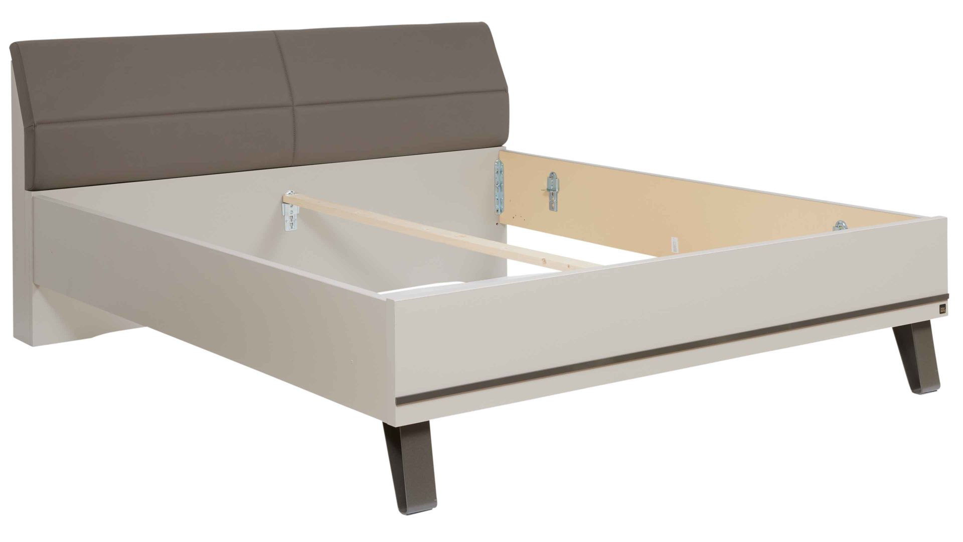 Komplettzimmer Interliving aus Holz in Hellgrau Interliving Schlafzimmer Serie 1032 – Komplettzimmer Kieselgrau & Weiß - vierteilig, Liegefläche ca. 180 x 200 cm