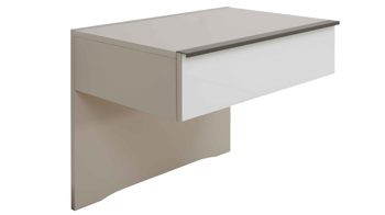 Nachtkommode Interliving aus Holz in Hellgrau Interliving Schlafzimmer Serie 1032 – Hängekonsolen-Set Kieselgrau & Weiß - zweiteilig