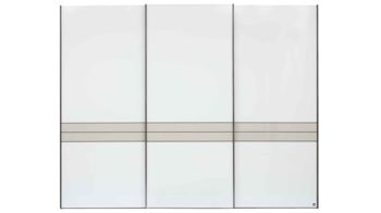 Kleiderschrank Interliving aus Holz in Hellgrau Interliving Schlafzimmer Serie 1032 – Schwebetürenschrank Kieselgrau & Weiß - drei Türen, Breite ca. 300 cm
