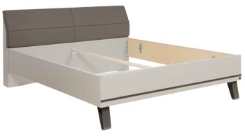 Bettgestell Interliving aus Holz in Weiß Interliving Schlafzimmer Serie 1032 – Bettgestell Weiß, Kieselgrau & Havanna - Liegefläche ca. 180 x 200 cm