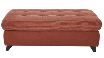 Polsterhocker KAWOO aus Stoff in Orange KAWOO Polstermöbel Santa Rosa - XXL-Polsterhocker kupferfarbene Bezüge Lincoln & Miranda, schwarze Metallfüße - ca. 128 x 68 cm