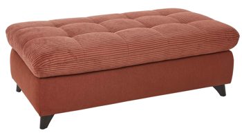 Polsterhocker KAWOO aus Stoff in Orange KAWOO Polstermöbel Santa Rosa - XXL-Polsterhocker kupferfarbene Bezüge Lincoln & Miranda, schwarze Metallfüße - ca. 128 x 68 cm