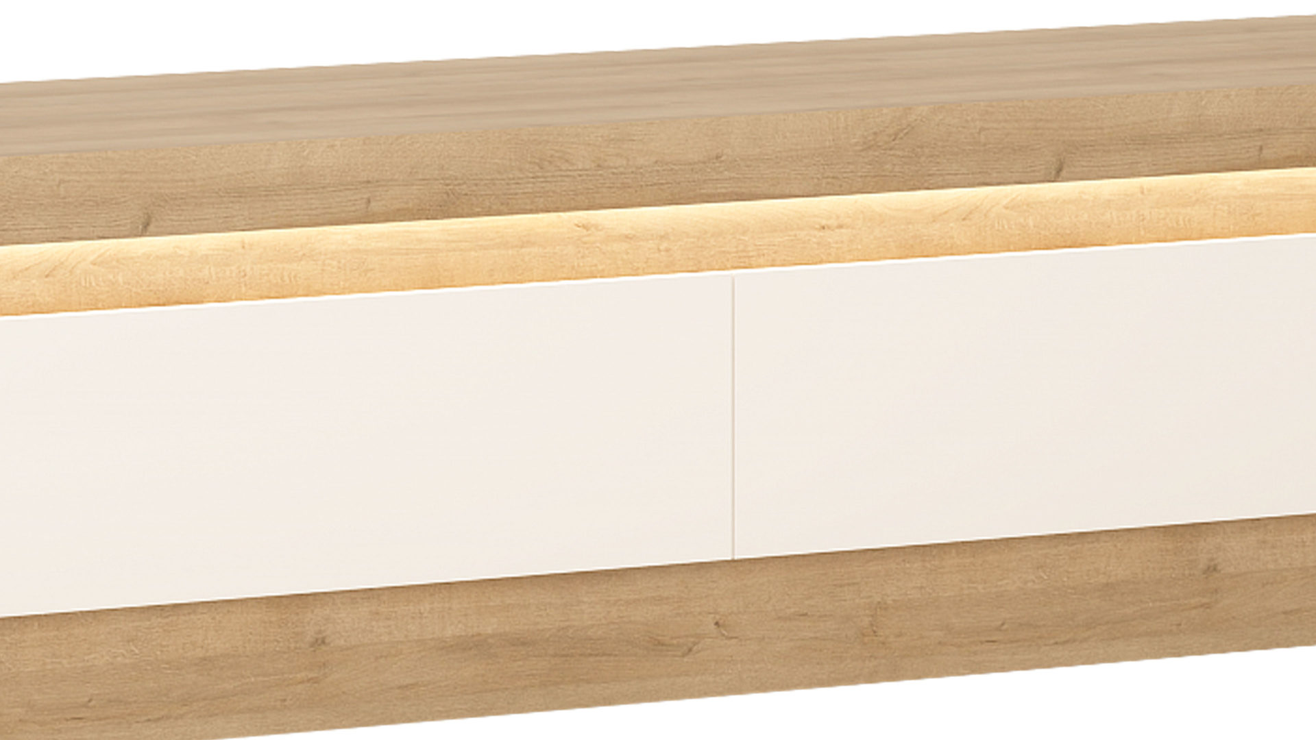 Lowboard Wojcik aus Holz in Weiß Wohnprogramm Lyon - Lowboard Weiß & Riviera Eiche -  Breite ca. 146 cm