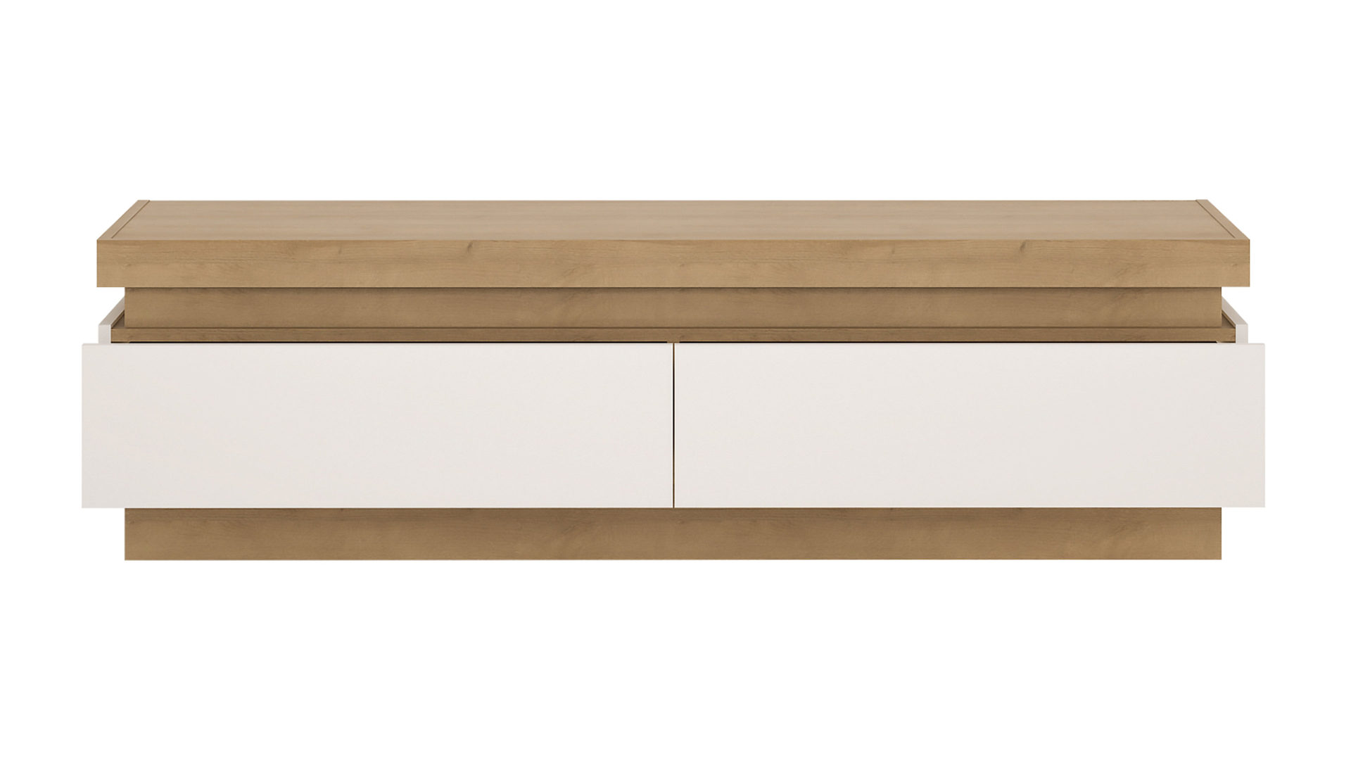 Lowboard Wojcik aus Holz in Weiß Wohnprogramm Lyon - Lowboard Weiß & Riviera Eiche -  Breite ca. 146 cm