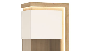Vitrine Wojcik aus Holz in Weiß Wohnprogramm Lyon - Vitrine Weiß & Riviera Eiche - Höhe ca. 164 cm