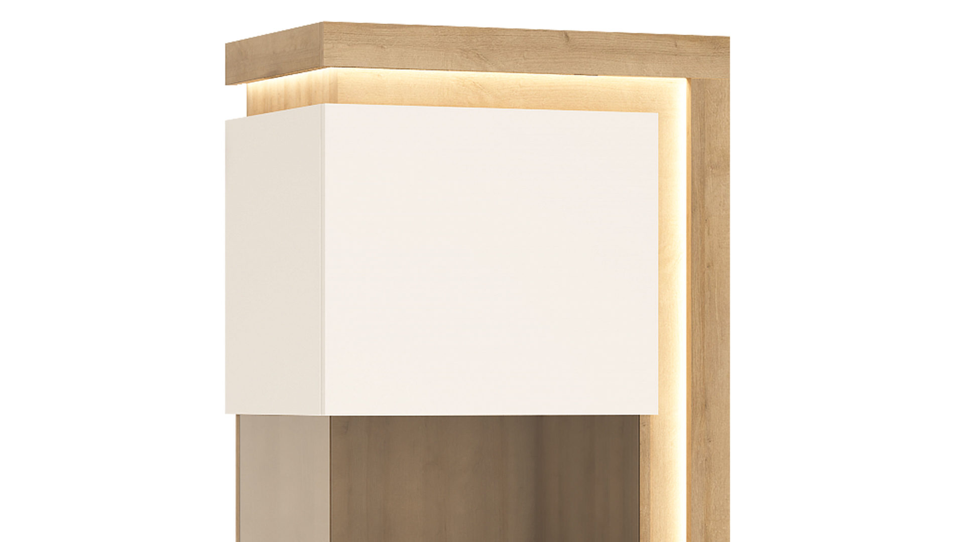 Vitrine Wojcik aus Holz in Weiß Wohnprogramm Lyon - Vitrine Weiß & Riviera Eiche - Höhe ca. 164 cm