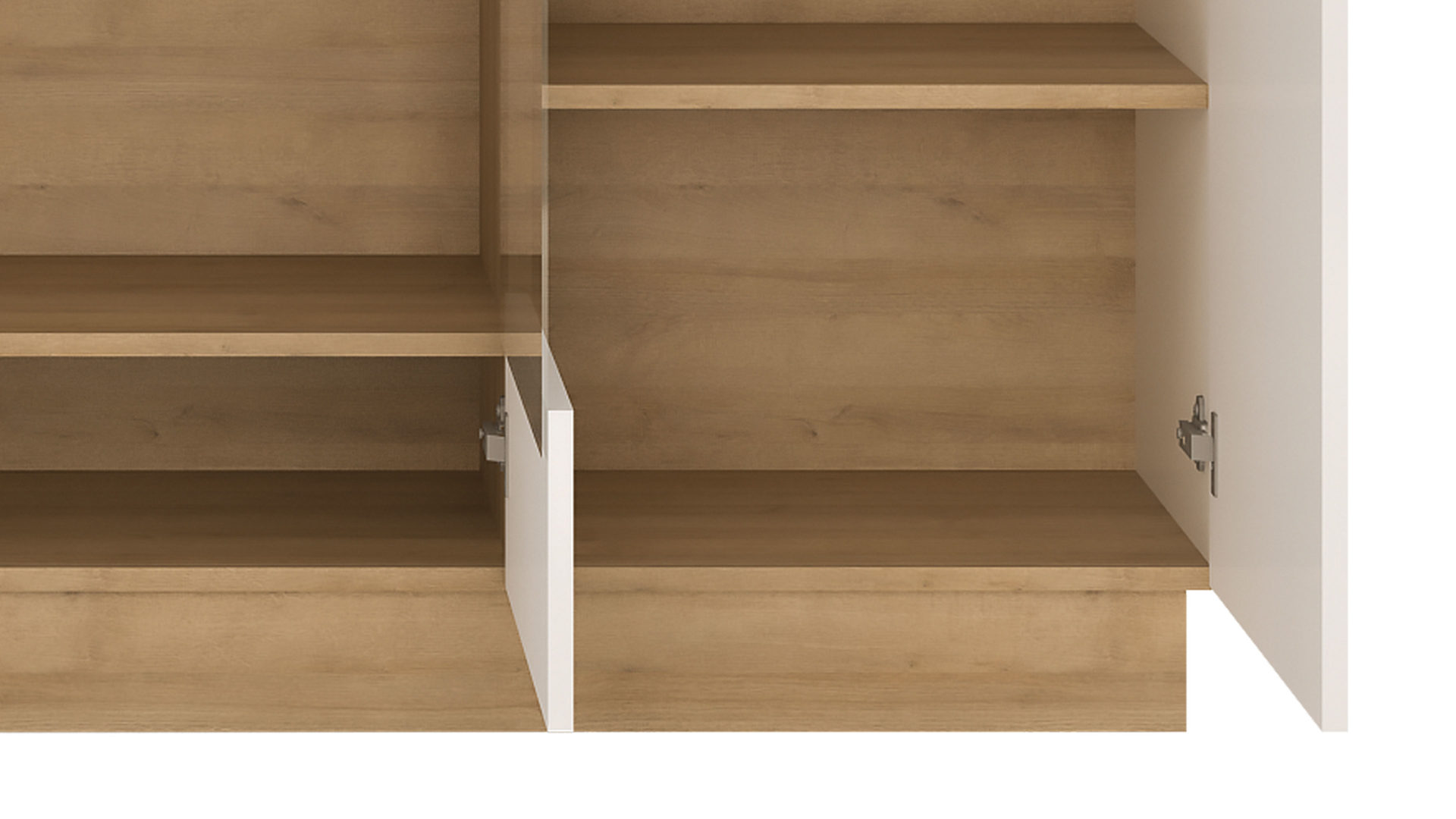 Sideboard Wojcik aus Holz in Weiß Wohnprogramm Lyon - Sideboard Weiß & Riviera Eiche - dreitürig, Breite ca. 158 cm