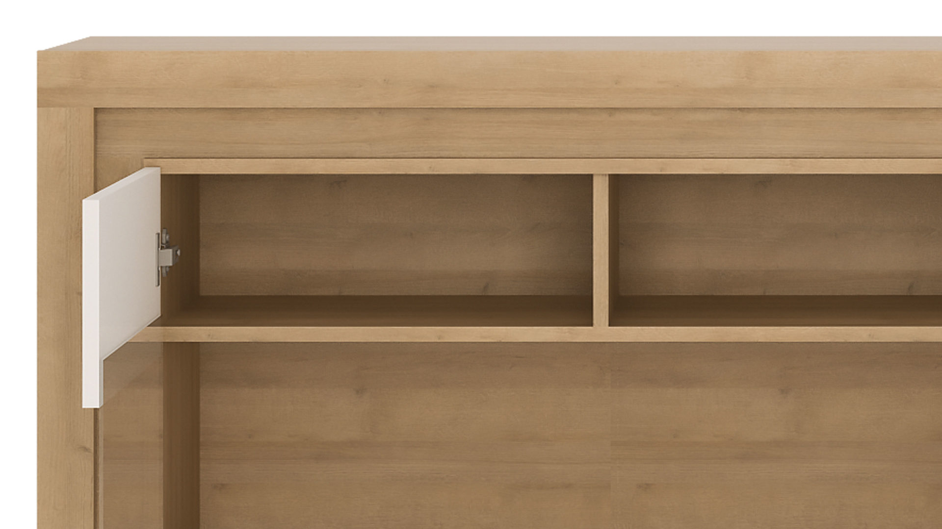 Sideboard Wojcik aus Holz in Weiß Wohnprogramm Lyon - Sideboard Weiß & Riviera Eiche - dreitürig, Breite ca. 158 cm