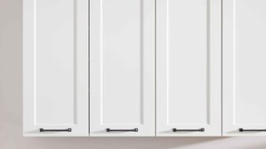 Einbauküche WERT KÜCHE® aus Holz in Weiß WERT KÜCHE® Vida mit Constructa Einbaugeräten Satinweiß & Asteiche - Stellfläche ca. 457 x 300 cm