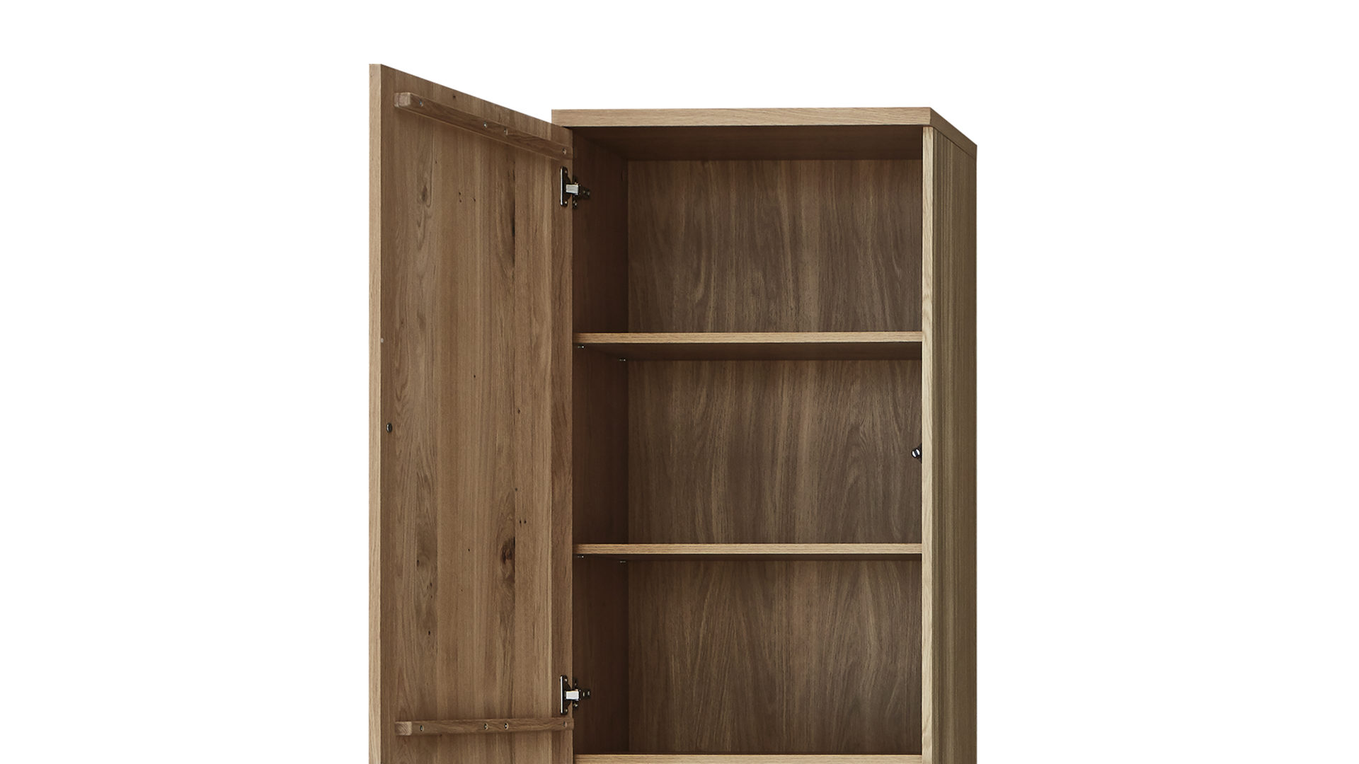 Vitrine Ideal möbel aus Holz in Holzfarben Wohnprogramm Flora - Vitrine Alteiche Bianco – Höhe ca. 209 cm