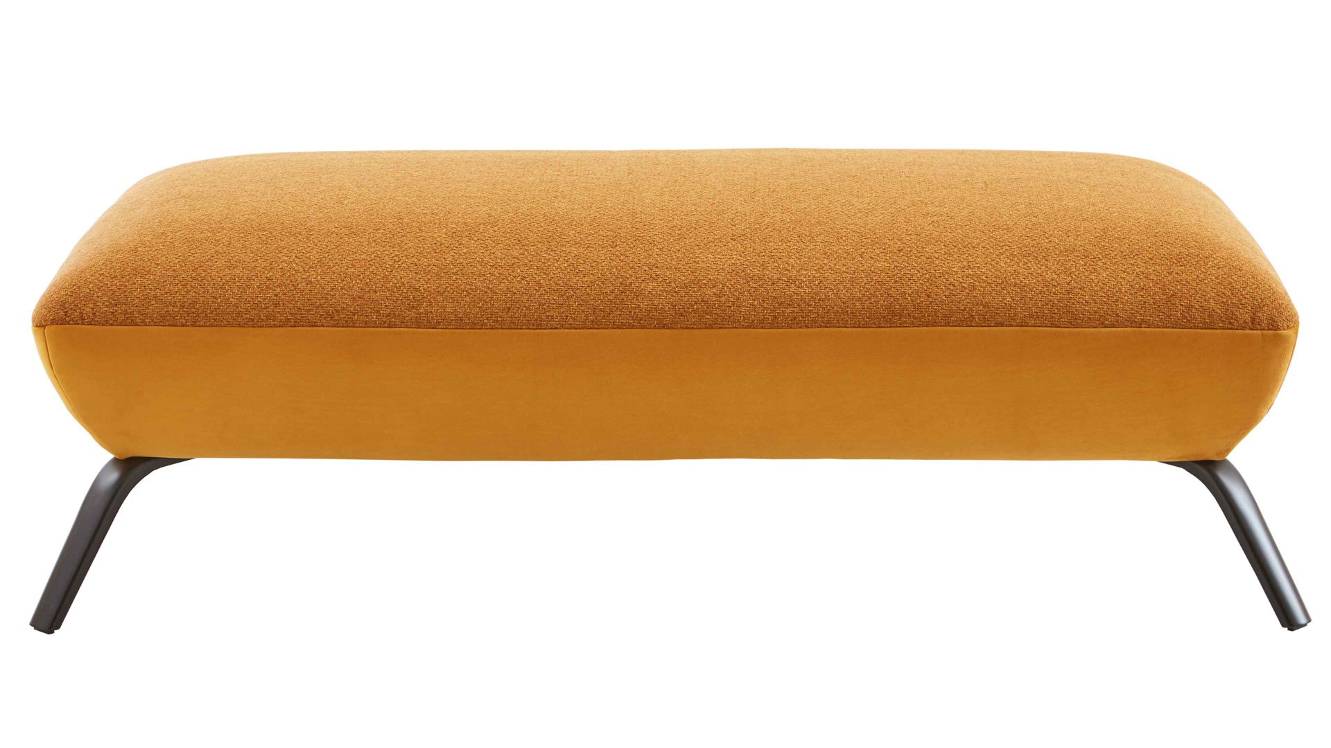 Polsterhocker KAWOO aus Stoff in Gelb KAWOO Polsterprogramm Dover Plus - Polsterhocker senffarbenes Flachgewebe Portofino & goldfarbene Maschenware Riviera - ca. 142 x 80 cm