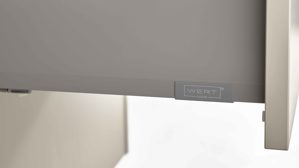 Einbauküche WERT KÜCHE® aus Holz in Grau WERT KÜCHE® Mattea mit Einbaugeräten und großer Kücheninsel Kieselgrau & Nebraska Eiche - zweiteilig