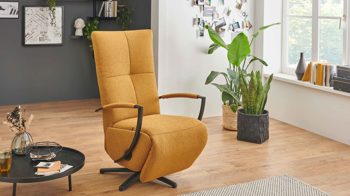 Relaxsessel KAWOO aus Stoff in Gelb KAWOO Polsterprogramm Dover Plus - Relaxsessel senffarbener Bezug Portofino & schwarzer Sternfuß