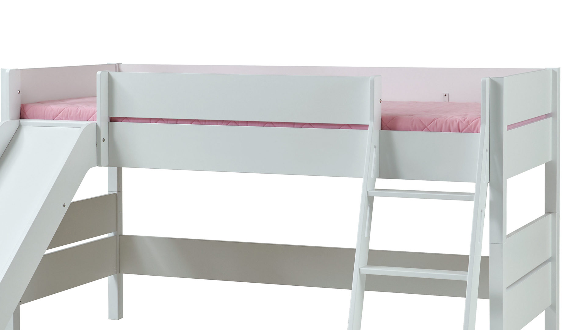 Hochbett Paidi aus Holz in Weiß PAIDI Tiago – Hochbettgestell mit Rutsche Kreideweiß - ca. 90 x 200 cm, schräge Leiter