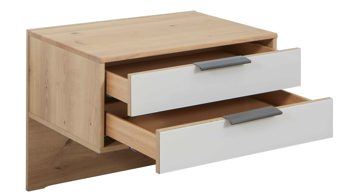 Nachtkommode Wiemann | oeseder aus Holz in Weiß WIEMANN Modena Plus - Hänge-Nachtkonsolen-Set Champagner & Eiche bianco - zweiteilig, Breite ca. 60 cm