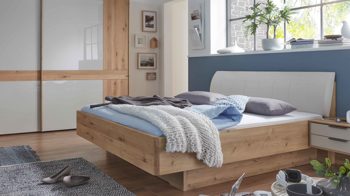 Bettgestell Wiemann | oeseder aus Holz in Weiß WIEMANN Modena Plus - Bettgestell Champagner & Eiche bianco - Liegefläche ca. 180 x 200 cm