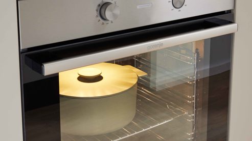 Einbauküche WERT KÜCHE® aus Holz in Hellgrau WERT KÜCHE® Mattea mit Side by Side Kühl-Gefrierkombi Kieselgrau & Wildeiche - zweiteilig