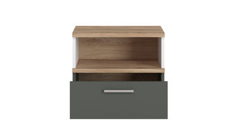 Nachttisch Wojcik aus Holz in Dunkelgrau Jugendprogramm Twenty - Nachtkommode Weiß & Graphit & Honig Castello Eiche - ca. 50 x 45 cm