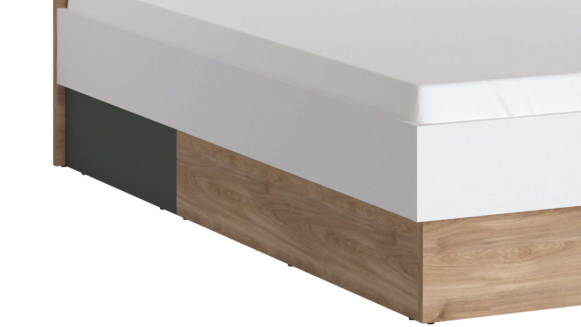 Bettgestell Wojcik aus Holz in Holzfarben Jugendprogramm Twenty - Bettgestell Weiß & Graphit & Honig Castello Eiche - Liegefläche ca. 120 x 200 cm
