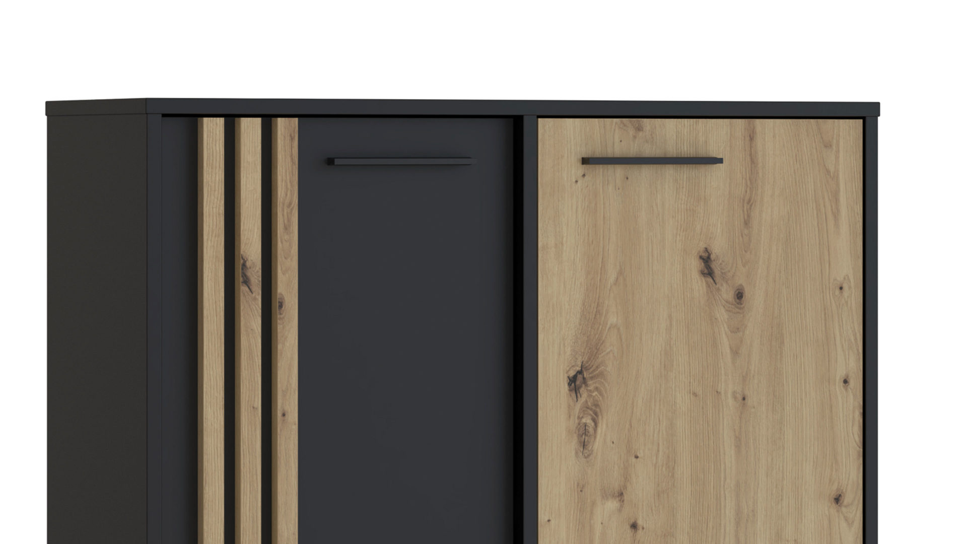 Kommode Forte® aus Holz in Schwarz Kommodenprogramm Cardigan Schwarz & Artisan Eiche – ca. 96 x 82 cm