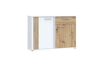 Kommode Forte® aus Holz in Weiß Kommodenprogramm Cardigan Weiß & Artisan Eiche – ca. 116 x 82 cm